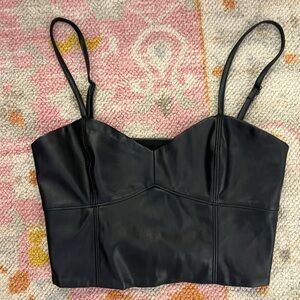 Zara black faux leather bustier top - cruelty free.